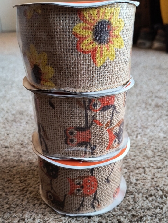 Other - Rustic Sunflower and Owl Burlap Ribbon - Decorative Fall Craft Trim